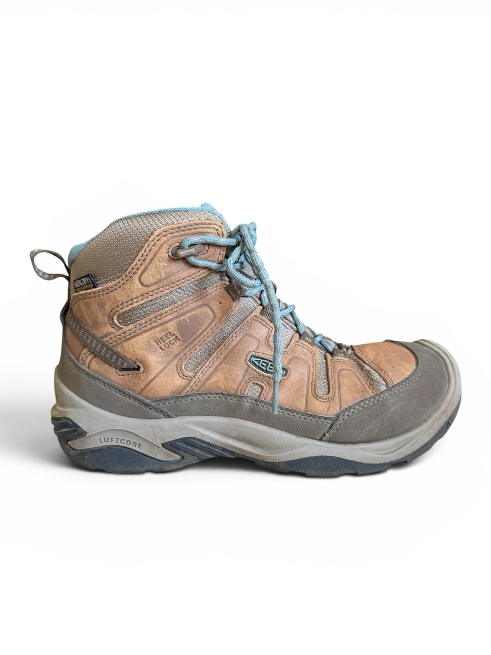 KEEN Circadia Mid Waterproof Hiking Boots Outdoor Leather Shoes Brown Blue 9W
